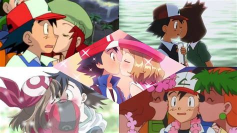 Every Time Ash Get Kissed By Girls Ashs All Kisses Moments