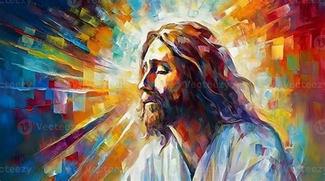 Oil Painting Illustration Of Jesus Christ In Abstract Style Generative