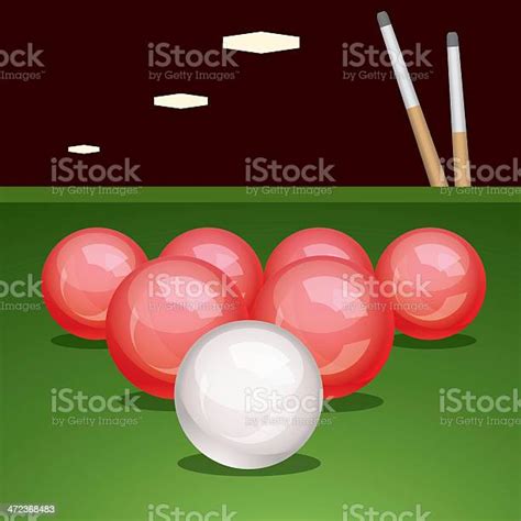 Vector Billiard Table With Balls And Cues Stock Illustration Download Image Now Istock