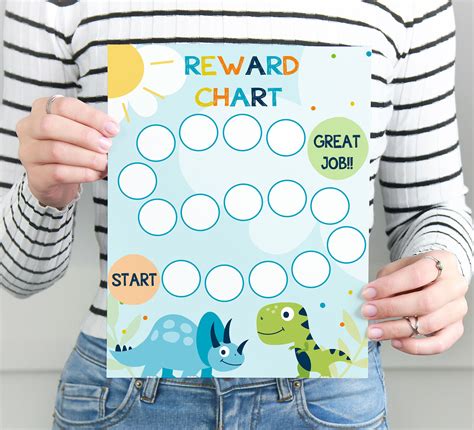 Kids Reward Chart Printable Dinosaur Sticker Chart For Etsy