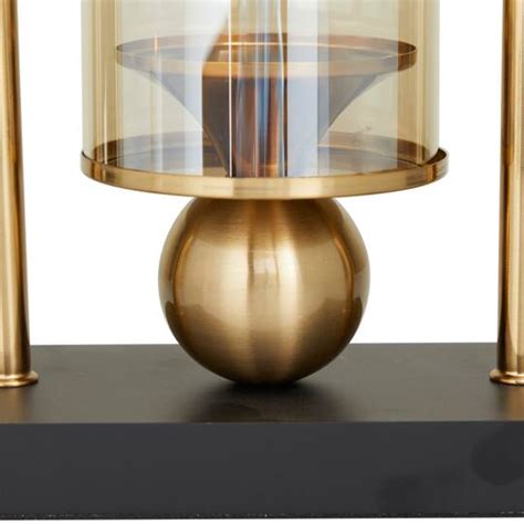 Cosmoliving By Cosmopolitan 13 Gold Metal Pillar Hurricane Lamp With
