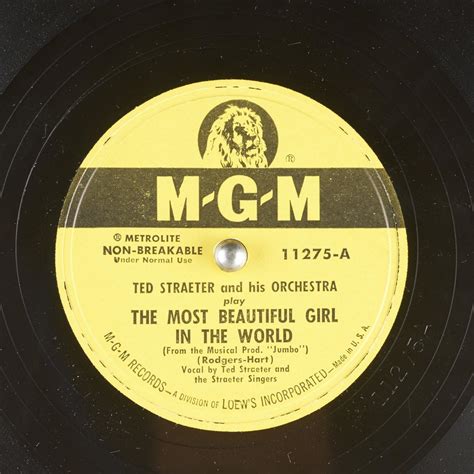 The Most Beautiful Girl In The World Ted Straeter And His Orchestra Free Download Borrow