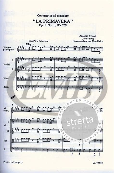le quattro stagioni op 8 from antonio vivaldi buy now in the stretta sheet music shop
