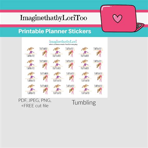 Printable Tumbling Lesson Planner Stickers Digital Download Etsy