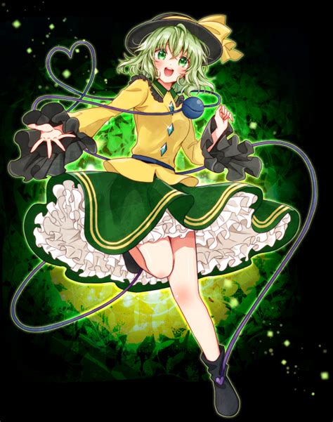 Okawa Friend Komeiji Koishi Touhou Commentary Request 1girl D Arm Up Black Background