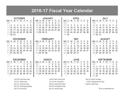 2016 Fiscal Year Calendar Usa 10 Free Printable Templates