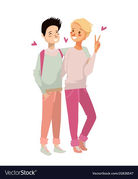 adorable gay couple royalty free vector image vectorstock