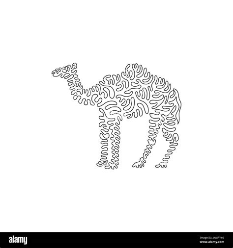 Dibujo De Una Sola Línea De Adorable Camello Con Largas Patas De Arte