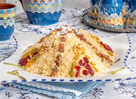 The couscous then goes back into the colander and gets steamed and fluffed two more times. couscous sucré / seffa / mesfouf - Amour de cuisine ...