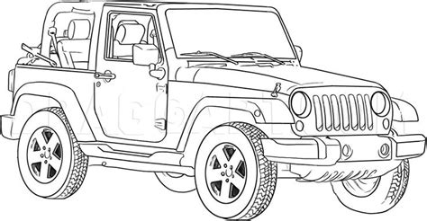 How To Draw A Jeep Wrangler By Dawn Dragoart Jeep Drawing Jeep