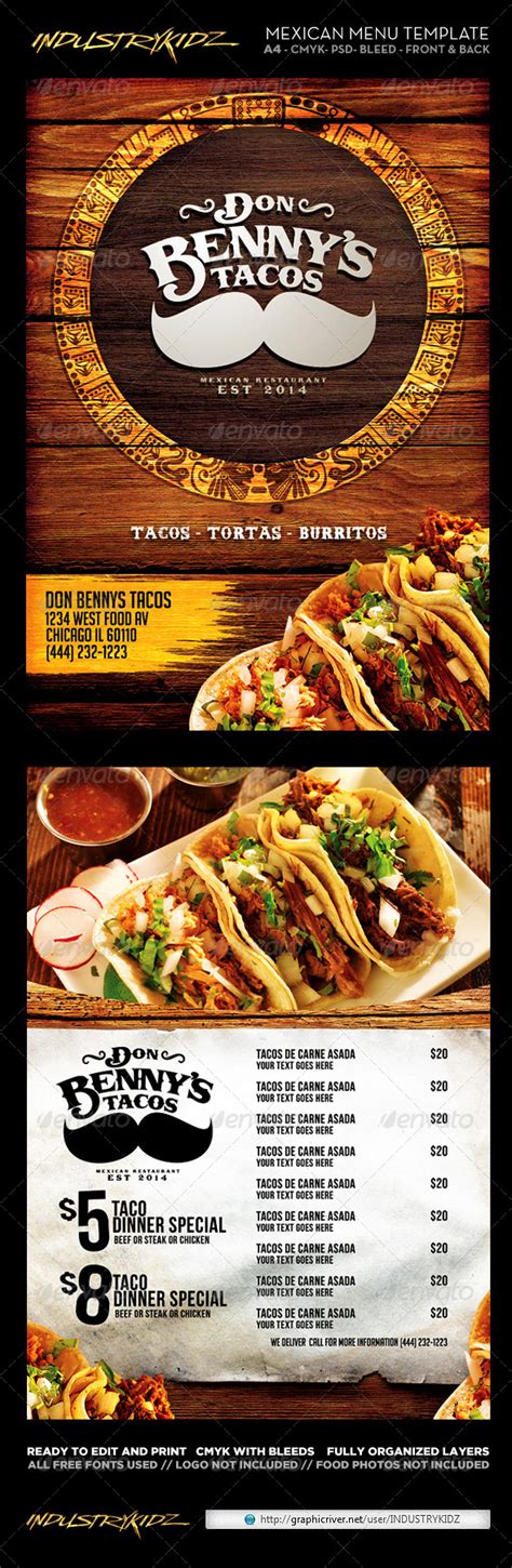Authentic mexican food is vibrant, delicious, fresh and fun. Mexican Menu Template by INDUSTRYKIDZ | GraphicRiver