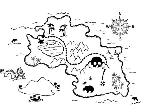 Printable pirate treasure map coloring page or craft sheet, digital stamp. Pirate Treasure Map Coloring Pages - Coloring Home