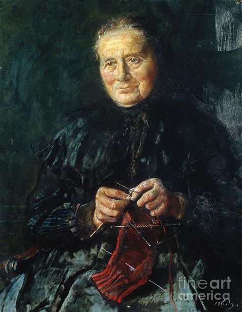 Old Woman Knitting Painting By O Vaering By Christian Krohg Pixels
