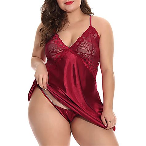 Plus Size Silk Chemise Wlace Trim For Bold Girls™ Womens Plus Size Clothing
