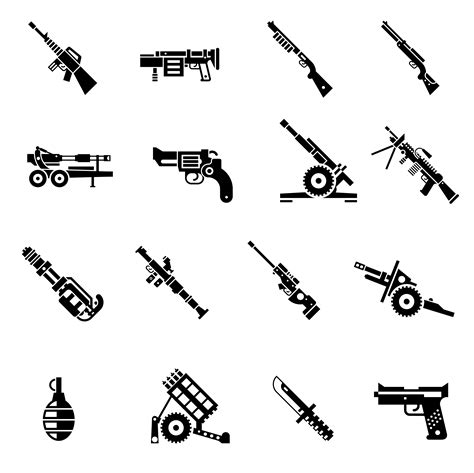 Weapon Icons Black 458749 Vector Art At Vecteezy
