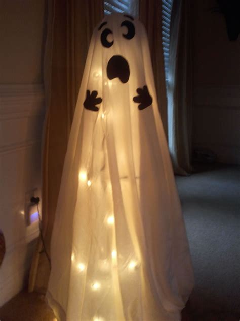 Halloween Ghost Made With Tomato Cage And Christmas Lights Easy