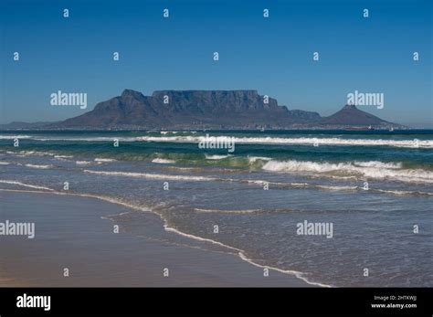 Bloubergstrand Beach With A View Of Table Mountain In Cape Town Stock