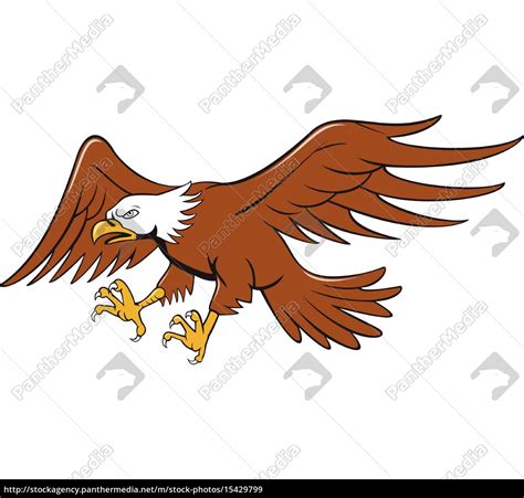 American Bald Eagle Swooping Cartoon Stock Photo 15429799