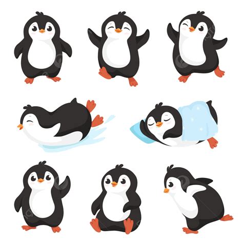 Gambar Penguin Kartun Lucu Bayi Penguin Pinguin Dengan Akuatik Png