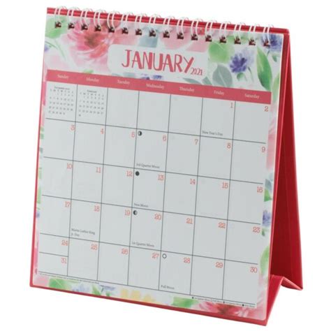 Jot 2021 Monthly Small Standing Flip Spiral Stand Up Desk Calendar 6x6