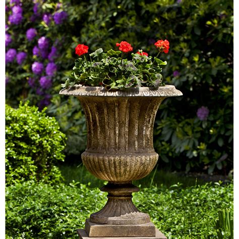 Classic Urn On Pedestal Tall Cast Stone Kinsey Garden Decor