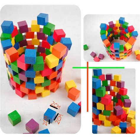 Buy 100pcslot2cm Wood Cubecolorful Wood Block