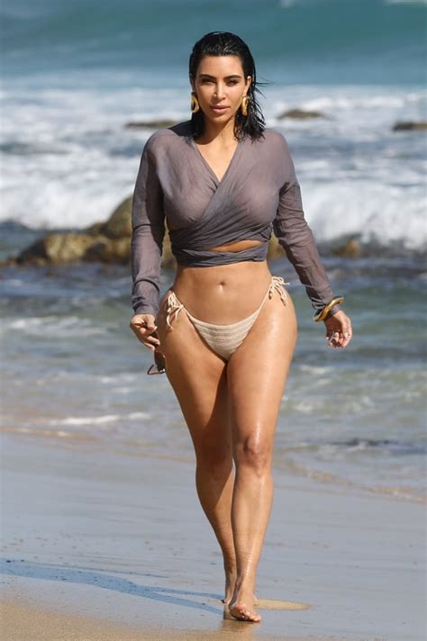 Kim Kardashian Hits The Beach In A Bikini In Malibu Popsugar Celebrity Uk