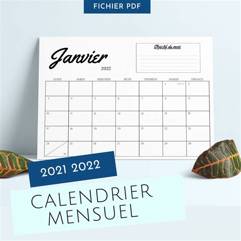 Calendrier 2021 à imprimer Calendrier mensuel Calendrier | Etsy