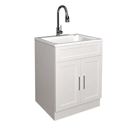 White Laundry Sink With Doors And Faucet Laundry Sink White