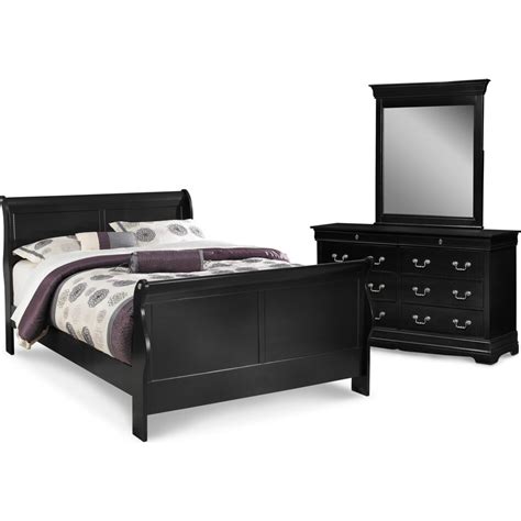Neo Classic 5 Piece King Bedroom Set With Dresser And Mirror Black