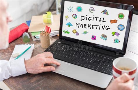 Digital Marketing Concept On A Laptop Screen Stock Image Image Of