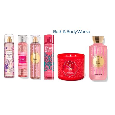 Bath And Body Works Bubbly Rose Candle Mist Shower Gel Hibiscus Guava Fresca Mist Pink Cashmere