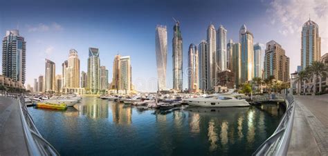 Day View Of Sea Bay With Yachts Dubai Marina Uae Stock Image Image