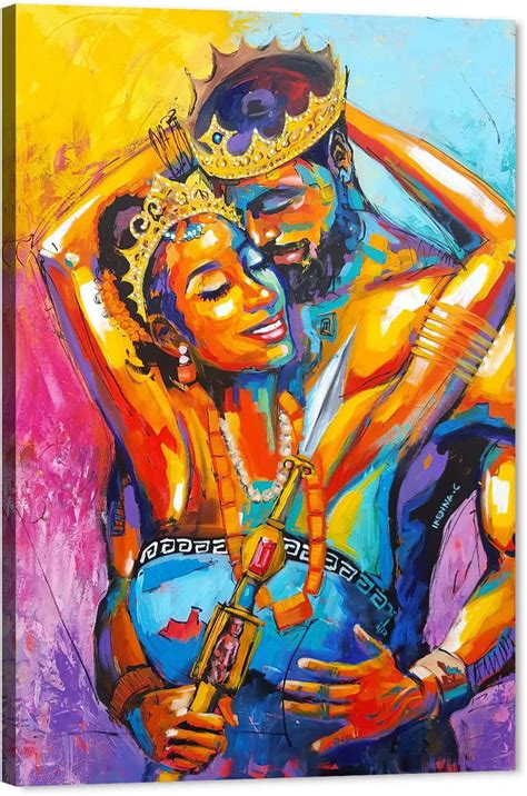 African American Canvas Art Printblack Love King And Queen Wall Art