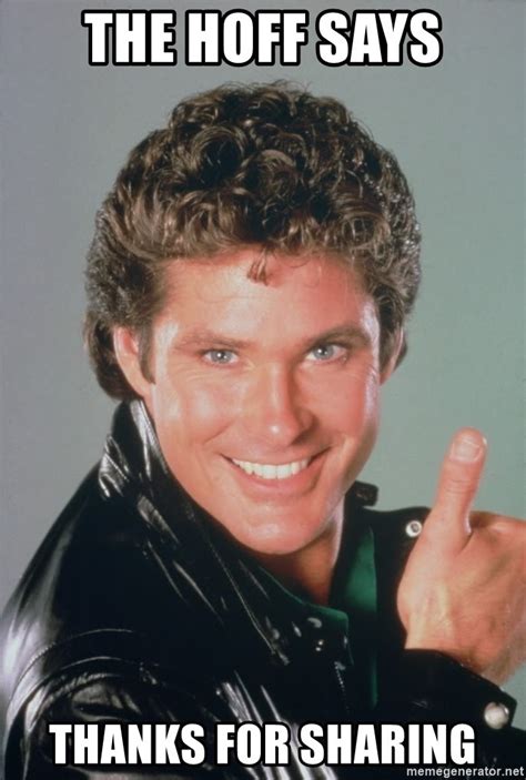 The Hoff Says Thanks For Sharing David Hasselhoff Thumbs Up Meme