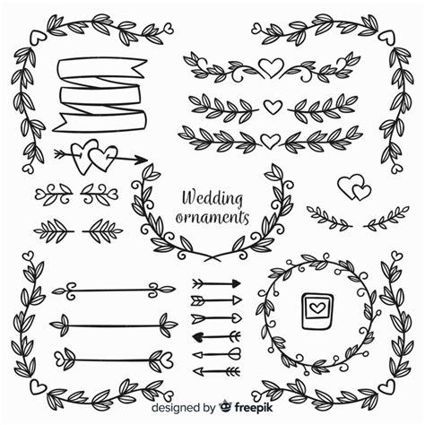 Free Vector Hand Drawn Wedding Ornaments Collection
