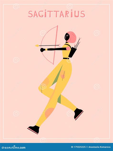 Illustration With Sagittarius Astrological Zodiac Sign Abstract Print With The Archer Stock