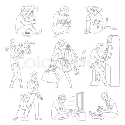 Set Of Male And Female Characters With Stock Vector Colourbox