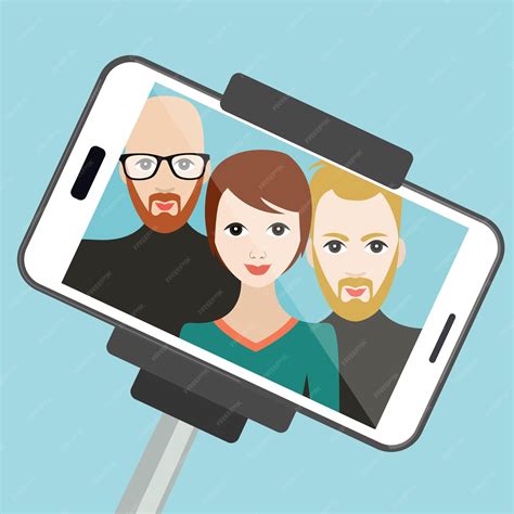 Selfie Foto Vektor Cartoon Illustration Premium Vektor