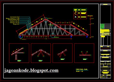 Detail Rangka Kuda Kuda Atap Baja Ringan Autocad File Dwg Jagoan Kode