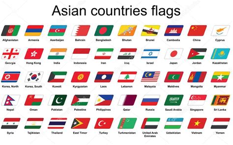 Set Of Asian Countries Flags Icons Premium Vector In Adobe Illustrator