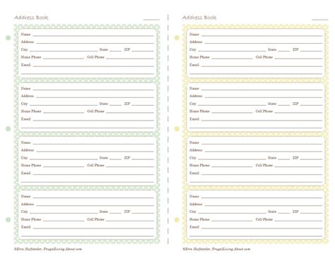 printable address pages   planner
