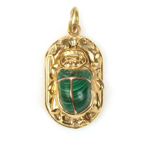 18k Gold Scarab With Stone Pendant Egyptian Jewelry Egypt7000