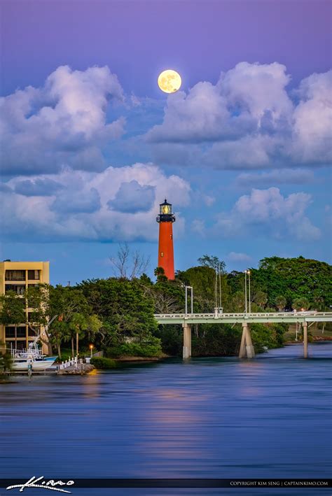 Pre Full Moon Rise Jupiter Lighthouse Captain Kimo Hdr Photography By