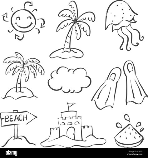 Hand Draw Summer Object Doodles Stock Vector Image And Art Alamy