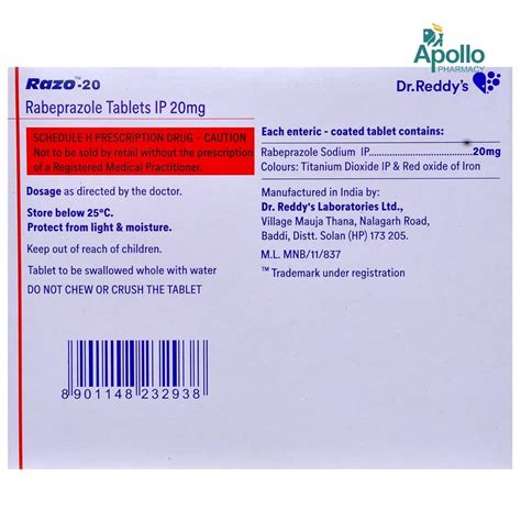 Razo 20 Tablet 15s Price Uses Side Effects Composition Apollo