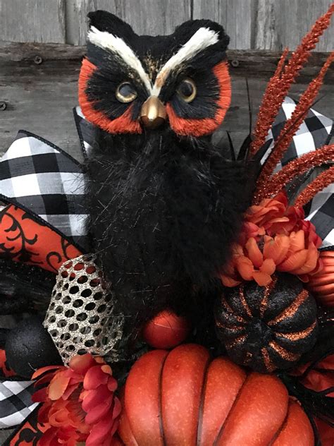 Halloween Owl Wreath, Halloween Wreath, Owl Wreath, Fall Wreath ...