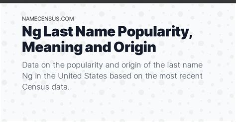 Ng Last Name Popularity Meaning And Origin