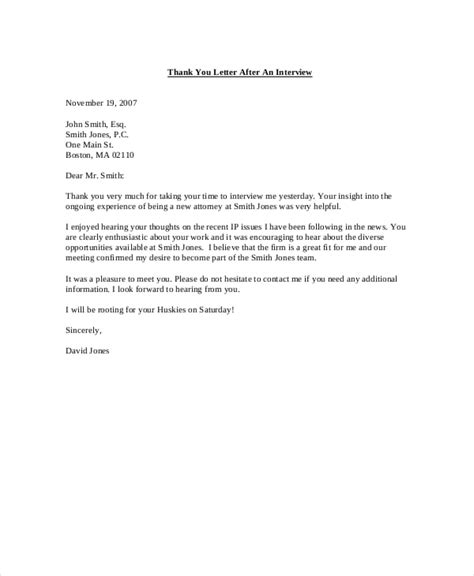 After Interview Thank You Letter Collection Letter Template Collection