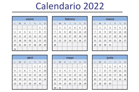 Plantilla Excel Calendario 2022 Descarga Gratis